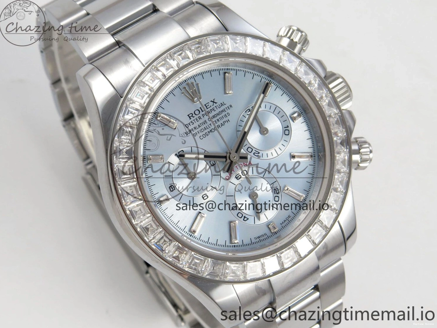 0227 Daytona 116576TBR 3CF 1:1 Best Edition diamonds Bezel Ice Blue Dial on SS Bracelet SH4130 V2(Mod Version) WaterResistant 140